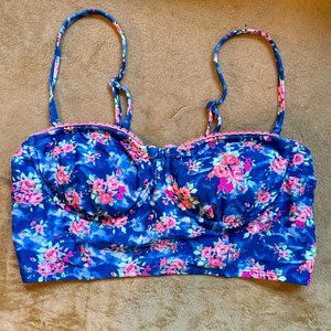 Floral blue bikini top